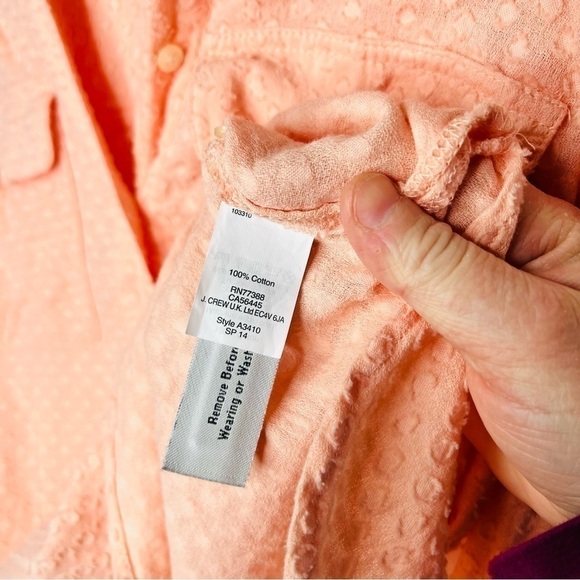 Madewell Peachy Coral Swiss Dot Popover 1/2 Button Up Blouse Size Extra Small - Picture 8 of 13